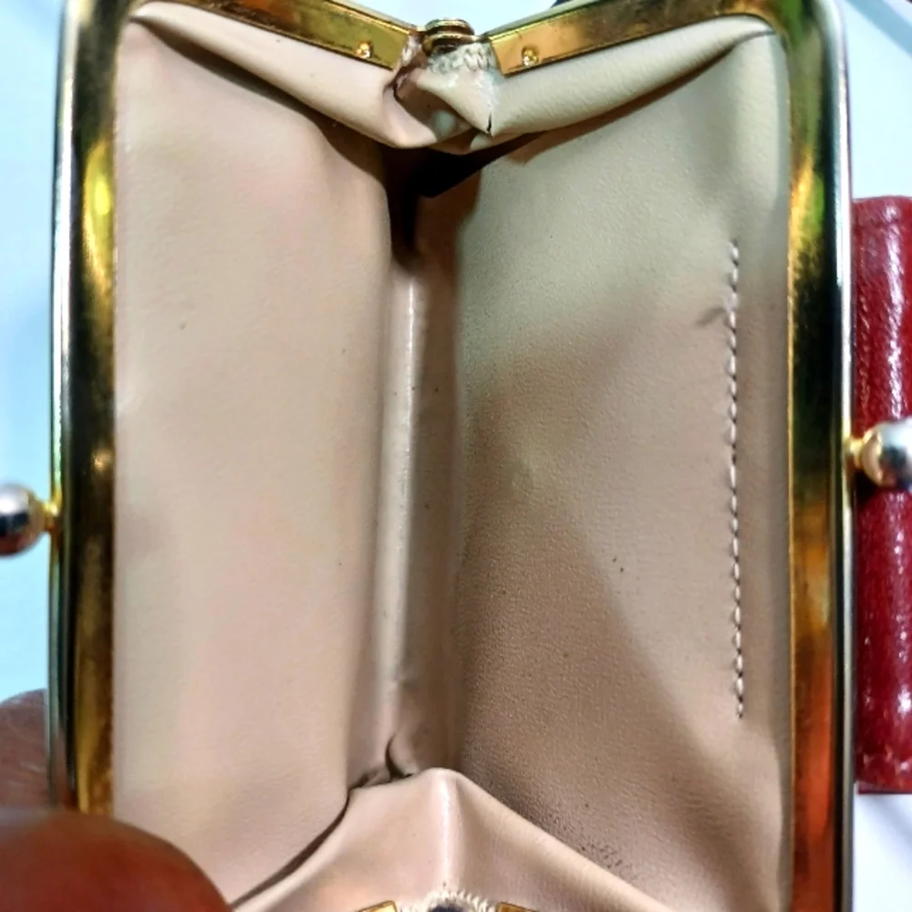 Vintage  Buxton Women BiFold Wallet, Deep Red/Brown